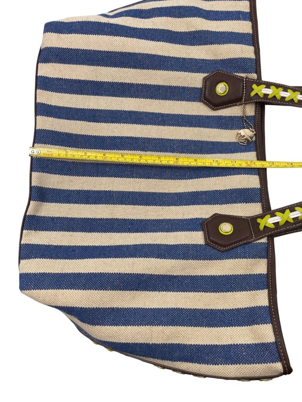 Big Buddha Shoulder Purse Tote Satchel Blue White Stripes - Picture 13 of 13
